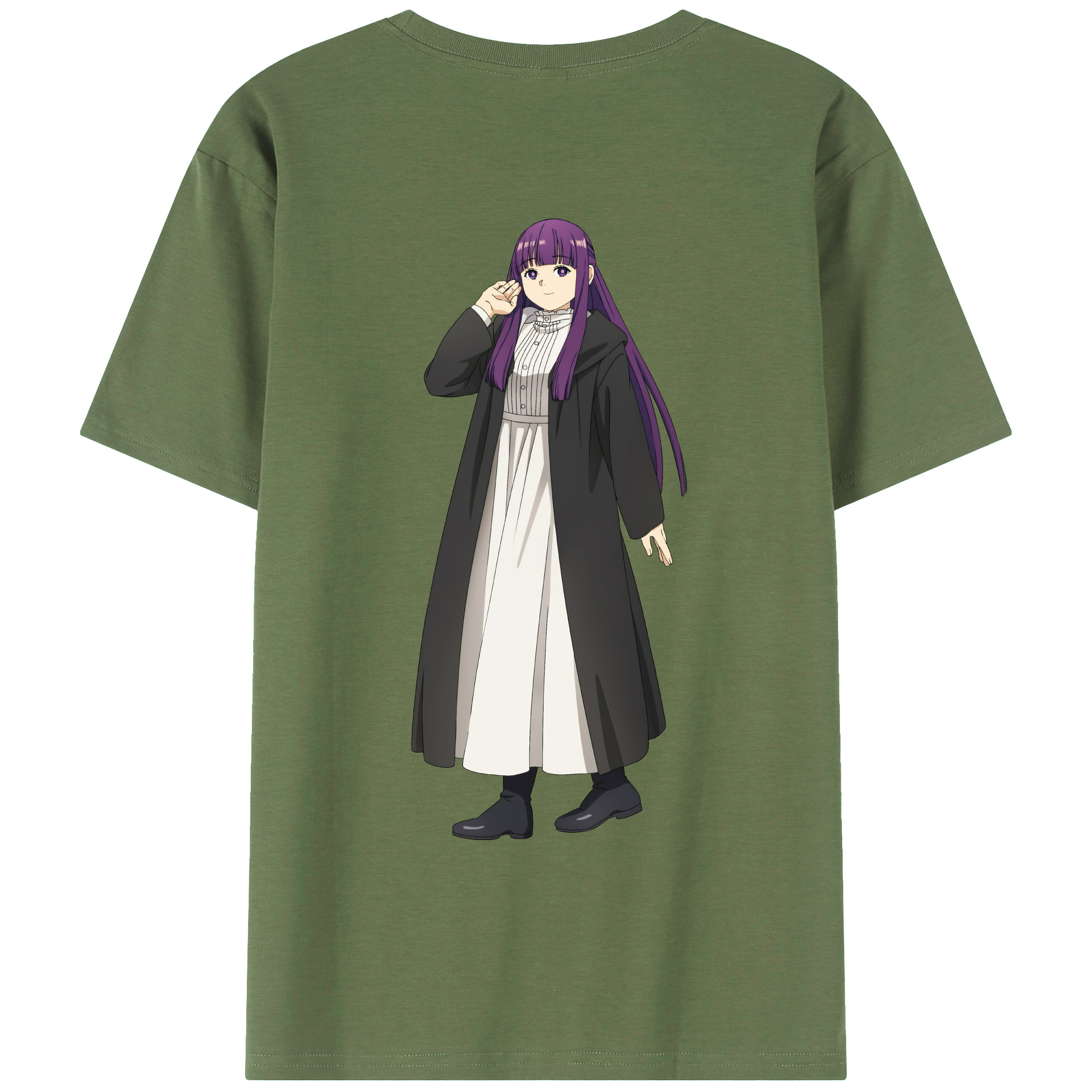 （画像用） 葬送のフリーレン Frieren 綿100％ メンズ半袖Tシャツ（バックプリント） 通気性